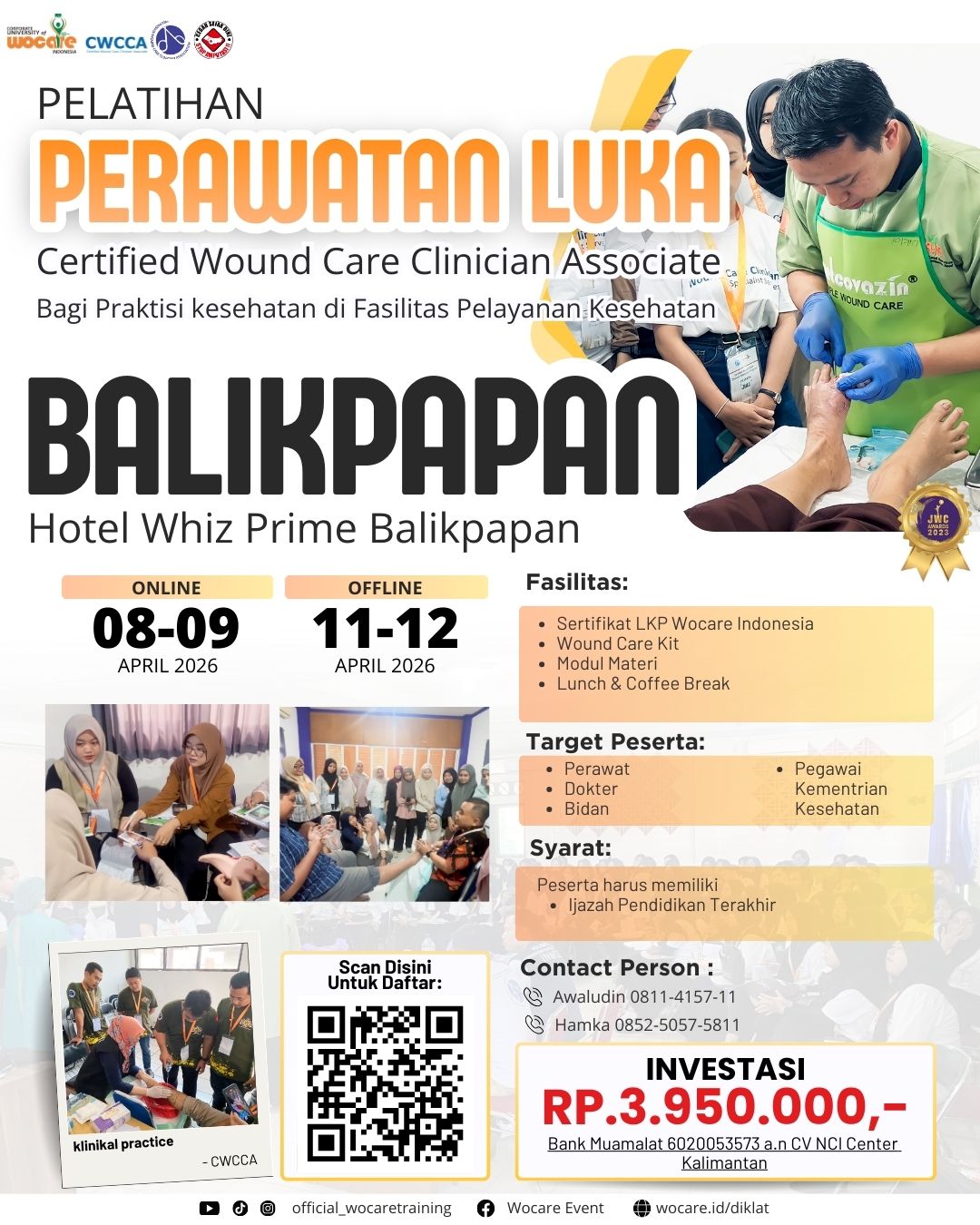 CANCEL PELATIHAN PERAWATAN LUKA MODERN (CWCCA) BALIKPAPAN APRIL 2026
