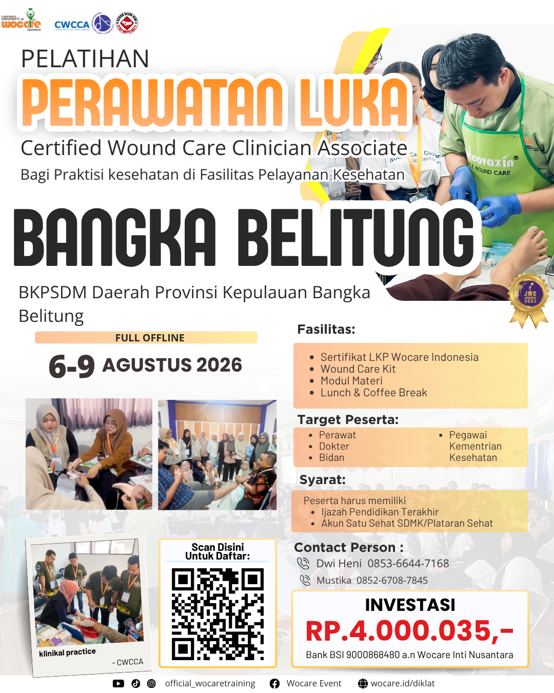 PELATIHAN PERAWATAN LUKA MODERN (CWCCA) BANGKA BELITUNG AGUSTUS 2026