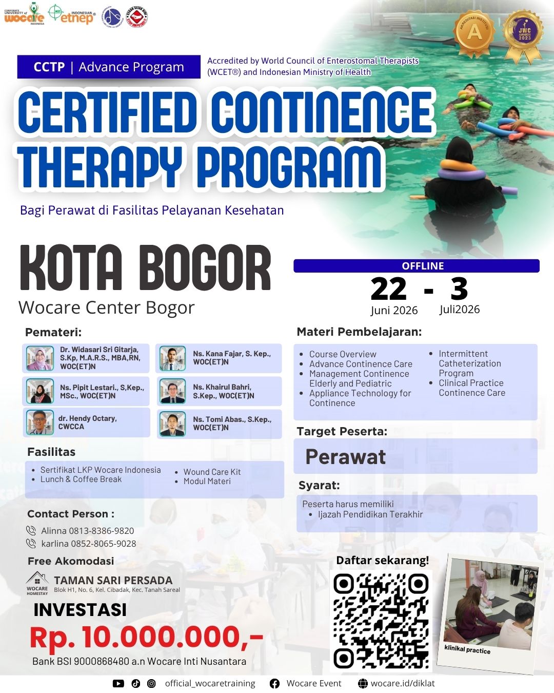 CERTIFIED CONTINENCE THERAPY PROGRAM (CCTP) BOGOR JUNI 2026 | Diklat Wocare