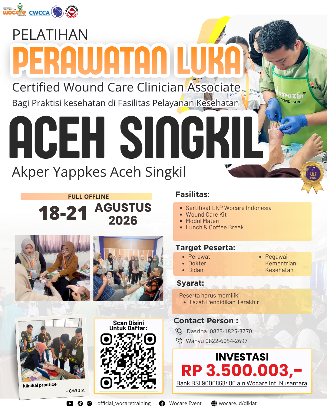 PELATIHAN PERAWATAN LUKA MODERN (CWCCA) ACEH SINGKIL AGUSTUS 2026