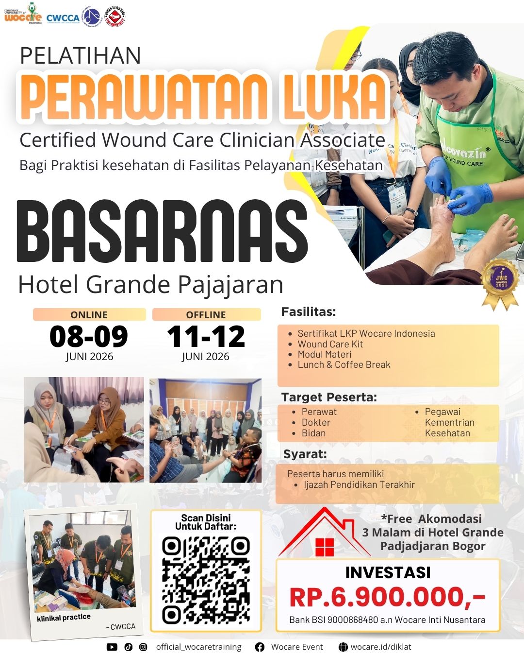 Poster diklat PELATIHAN PERAWATAN LUKA MODERN (CWCCA) BASARNAS JUNI 2026