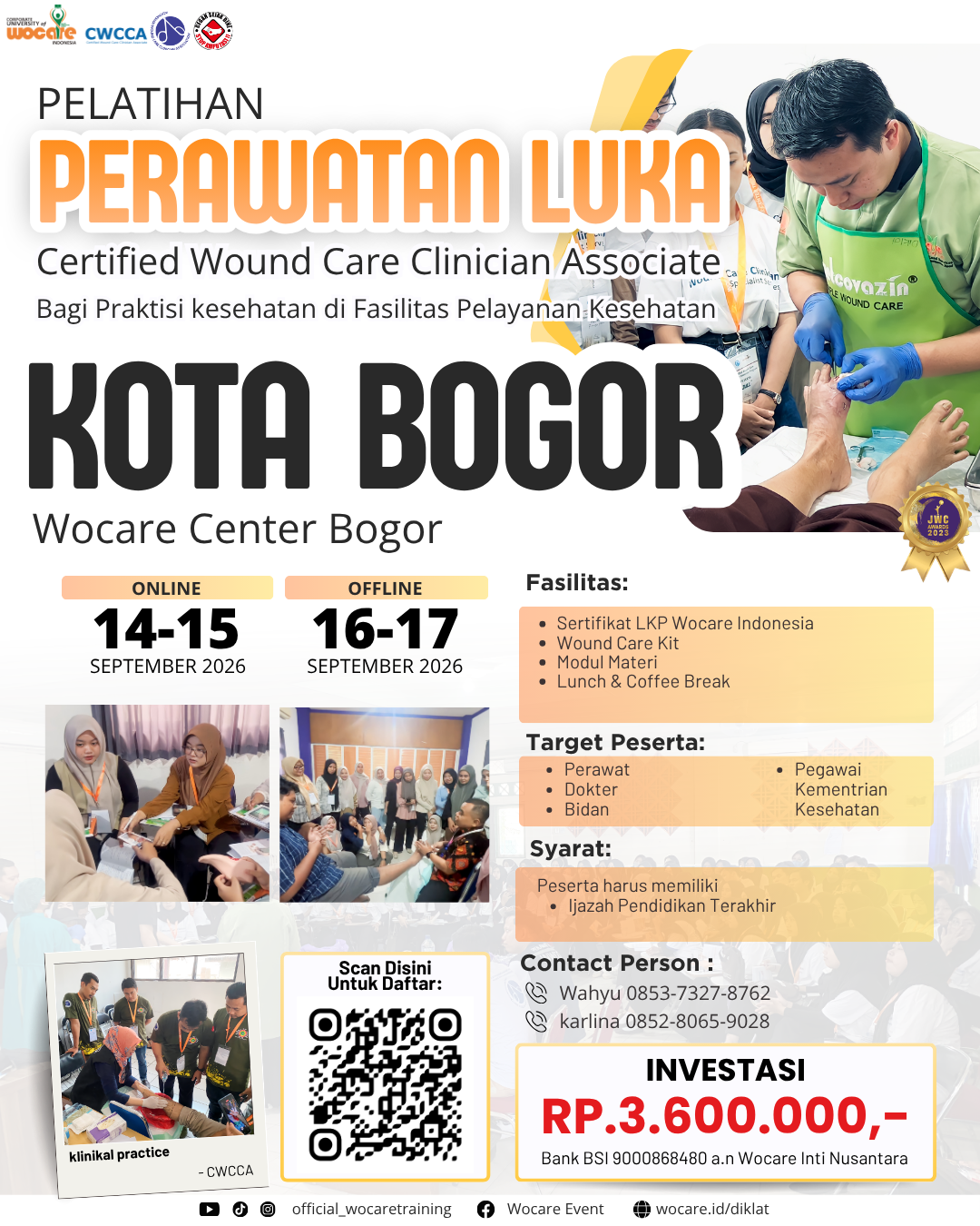 PELATIHAN PERAWATAN LUKA MODERN (CWCCA) BOGOR SEPTEMBER 2026
