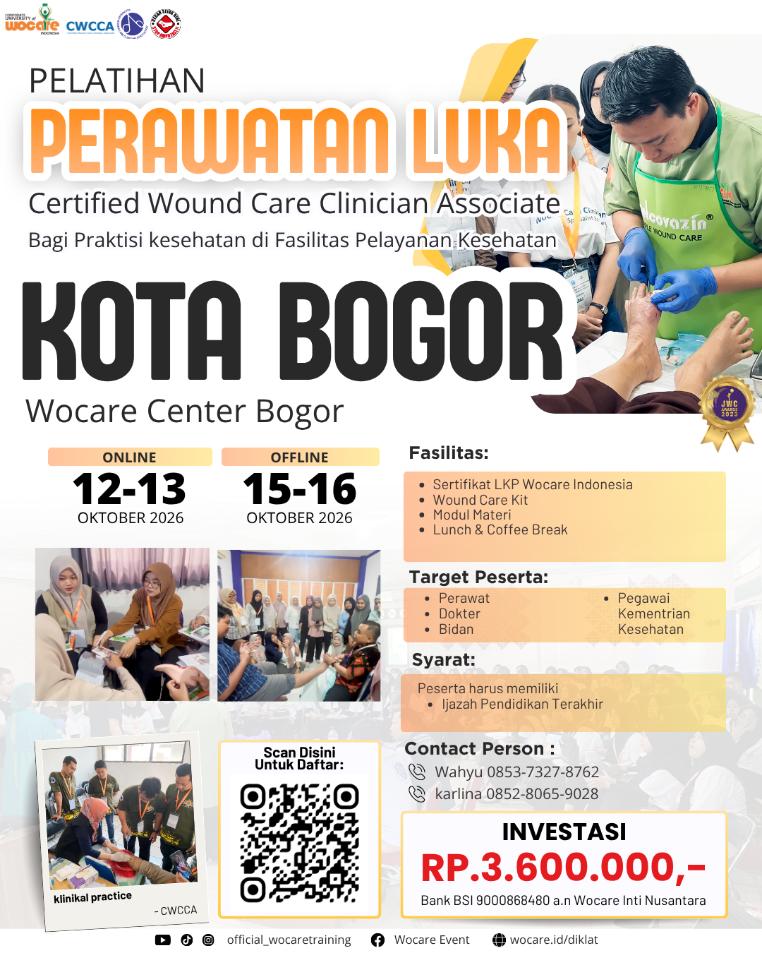 PELATIHAN PERAWATAN LUKA MODERN (CWCCA) BOGOR OKTOBER 2026