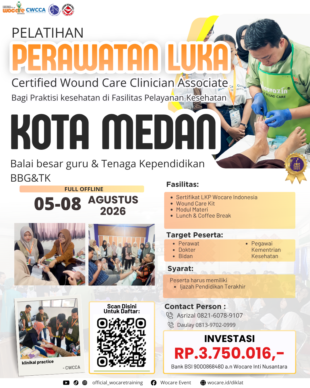Poster diklat PELATIHAN PERAWATAN LUKA MODERN (CWCCA) MEDAN AGUSTUS 2026
