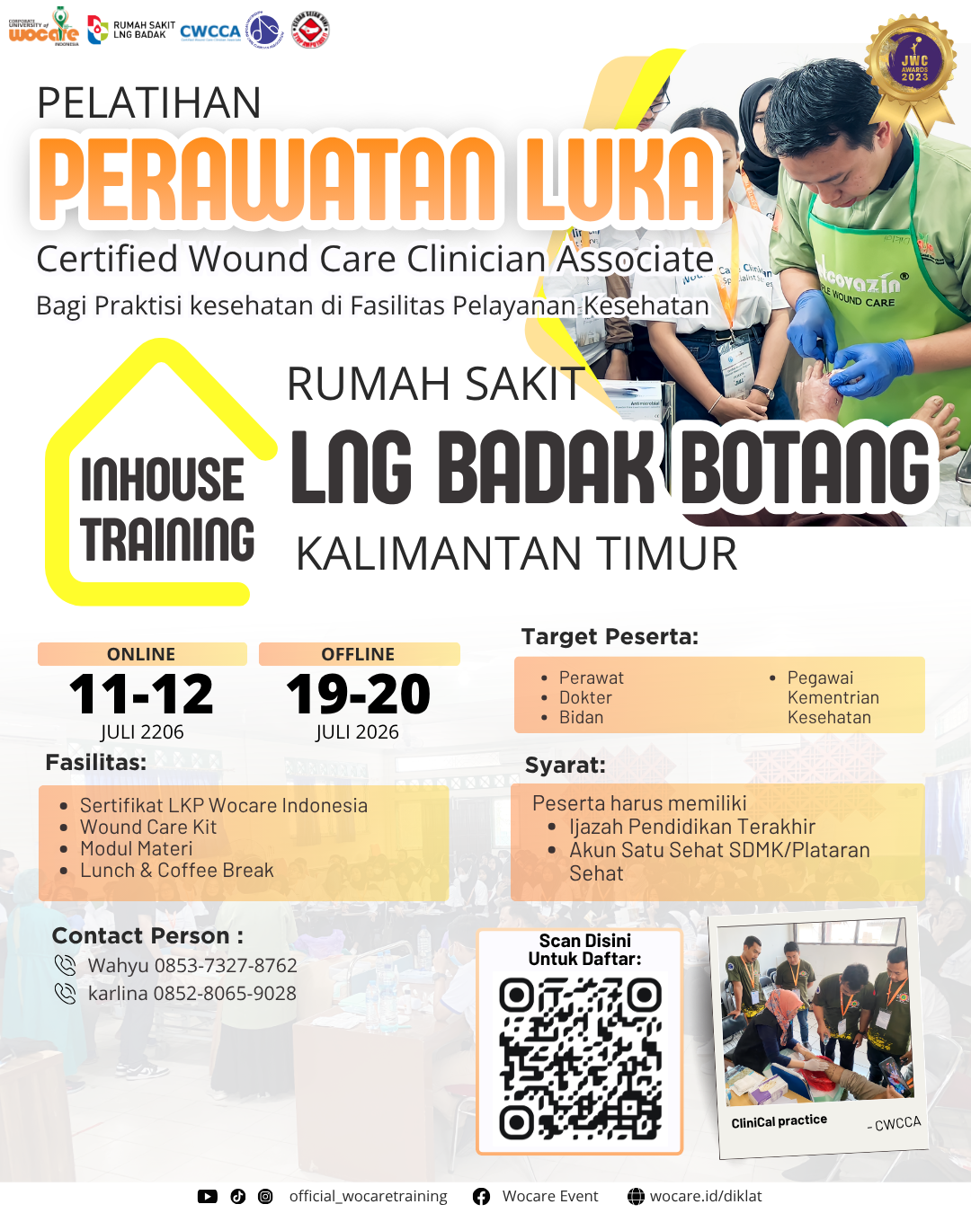 Poster diklat CANCEL PELATIHAN PERAWATAN LUKA MODERN (CWCCA) INHOUSE RUMAH SAKIT LNG BADAK BONTANG 
