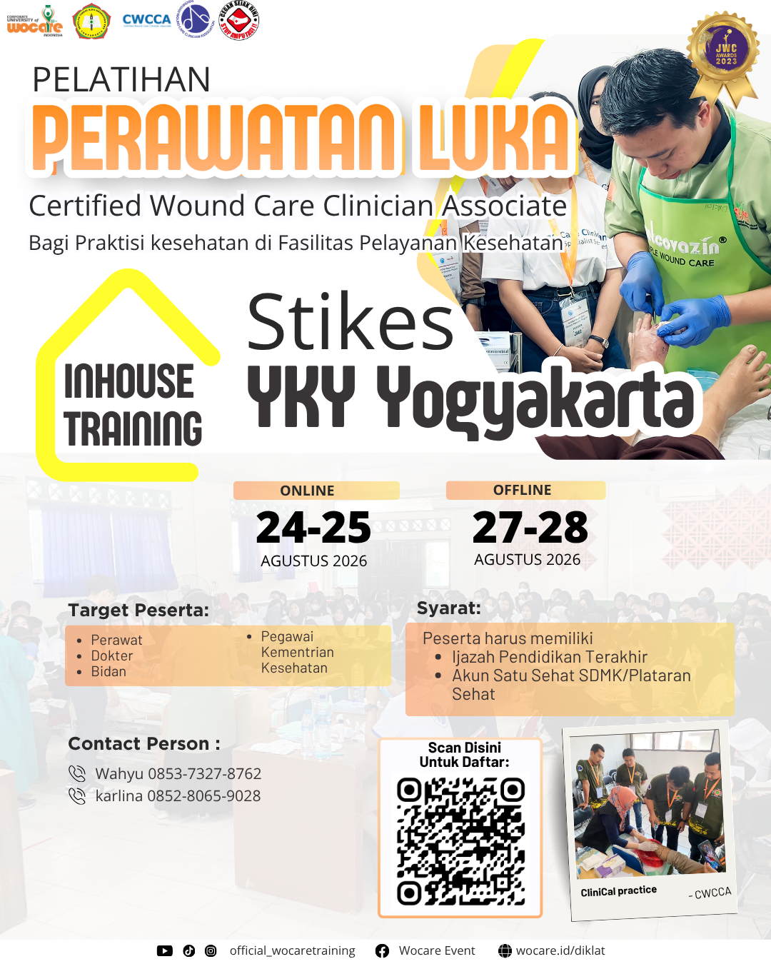PELATIHAN PERAWATAN LUKA MODERN (CWCCA) INHOUSE STIKES YKY YOGYAKARTA AGUSTUS 2026