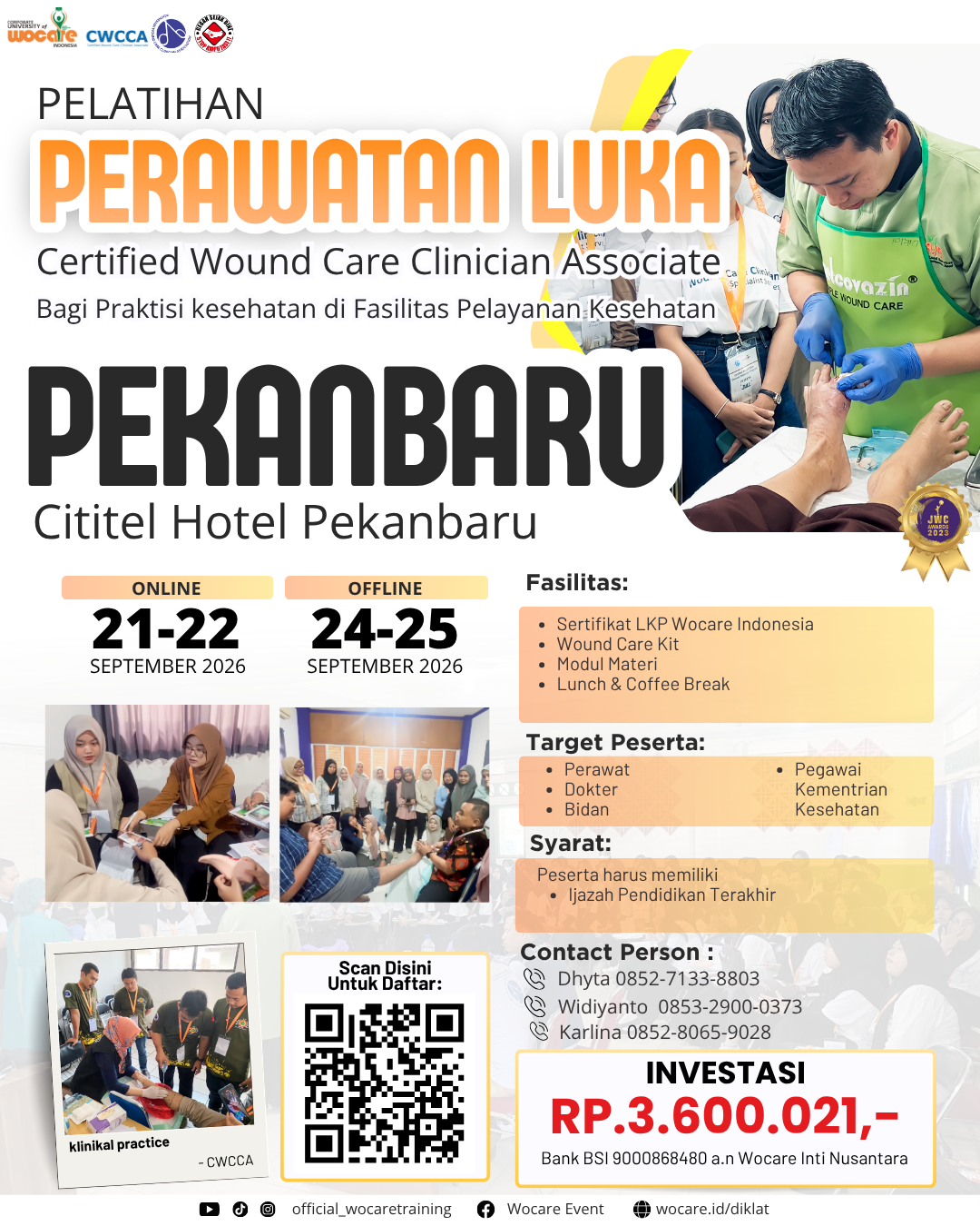 PELATIHAN PERAWATAN LUKA MODERN (CWCCA) PEKANBARU SEPTEMER 2026