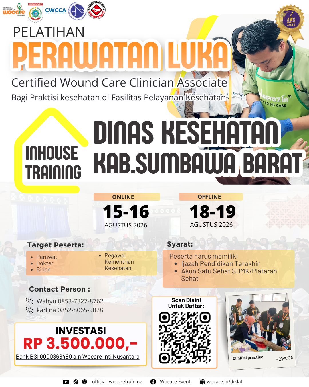 Poster diklat PELATIHAN PERAWATAN LUKA MODERN (CWCCA) INHOUSE DINAS KESEHATAN KAB.SUMBAWA BARAT AGUSTUS 2026