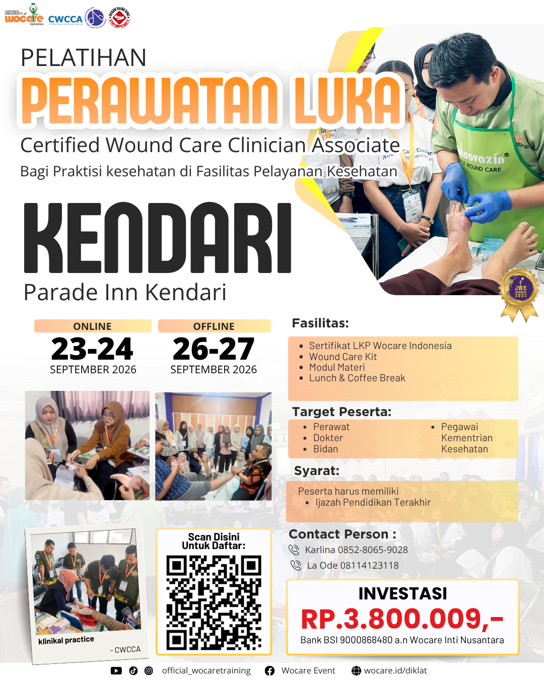 PELATIHAN PERAWATAN LUKA MODERN (CWCCA) KENDARI SEPTEMBER 2026
