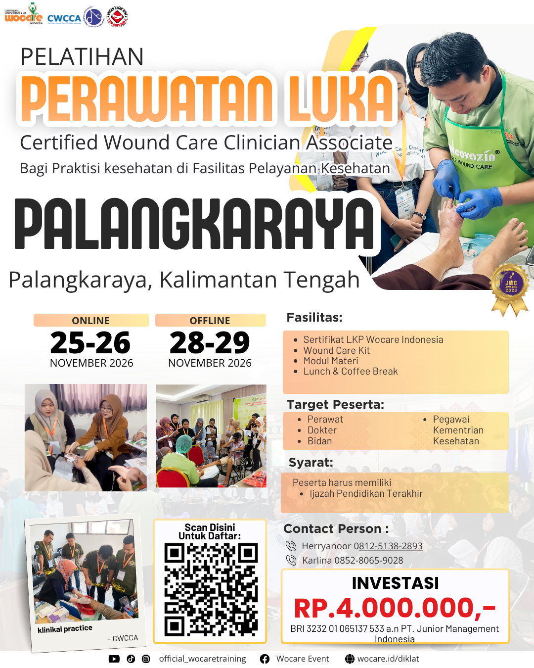 PELATIHAN PERAWATAN LUKA MODERN (CWCCA) BANJARBARU NOVEMBER 2026