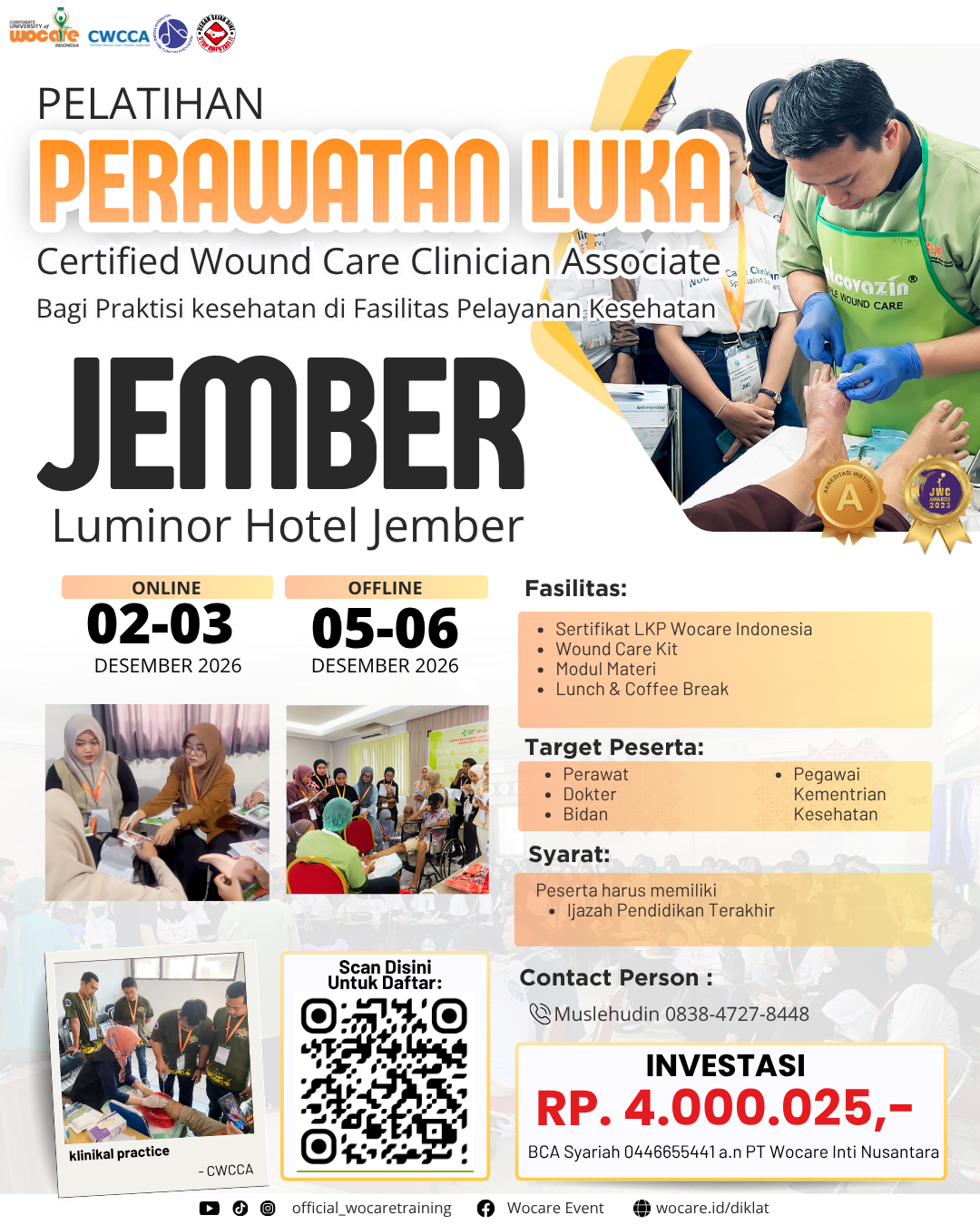 PELATIHAN PERAWATAN LUKA MODERN (CWCCA) JEMBER DESEMBER 2026