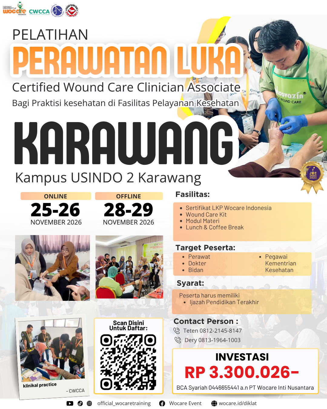 PELATIHAN PERAWATAN LUKA MODERN (CWCCA) KARAWANG NOVEMBER 2026
