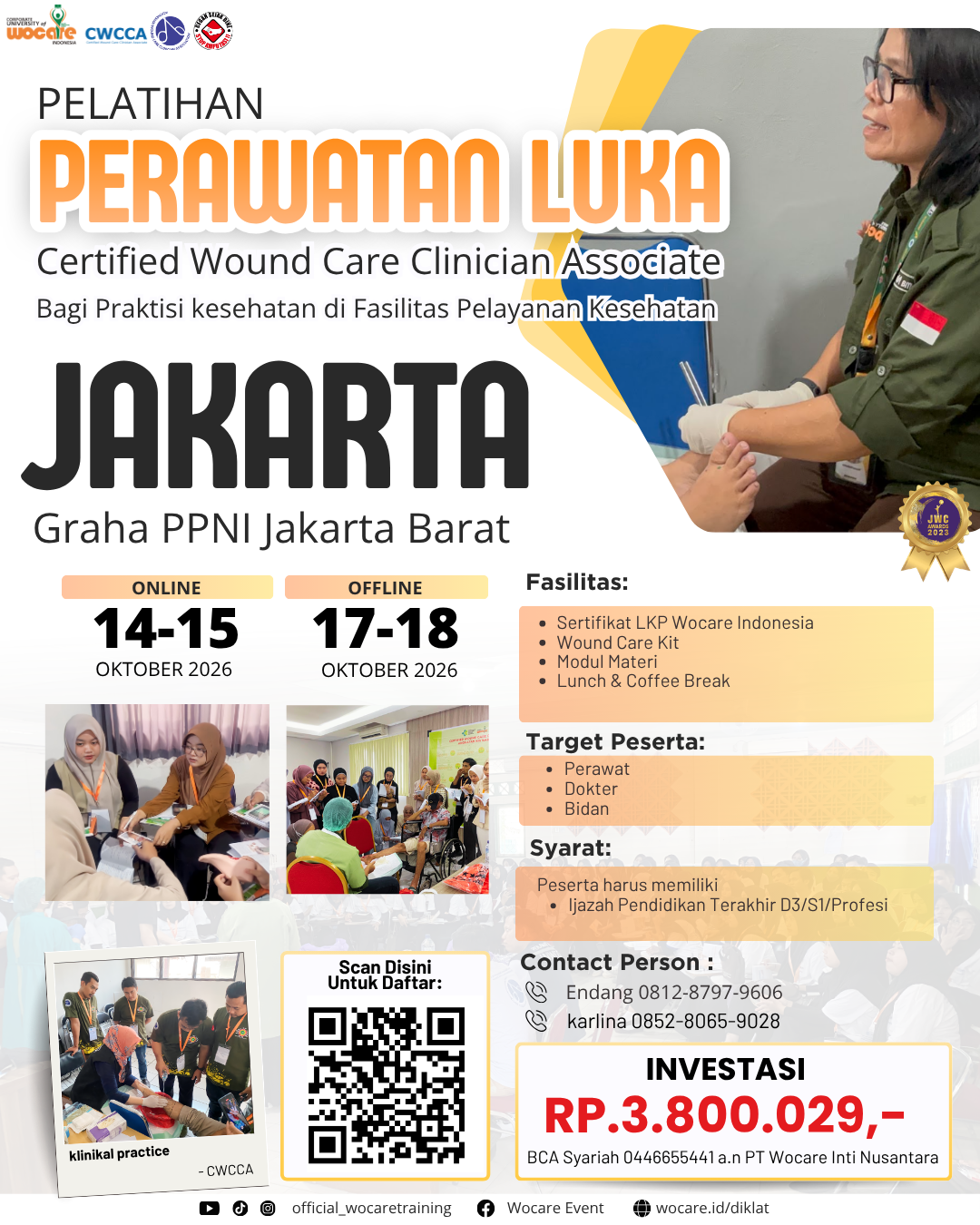 PELATIHAN PERAWATAN LUKA MODERN (CWCCA) JAKARTA OKTOBER 2026