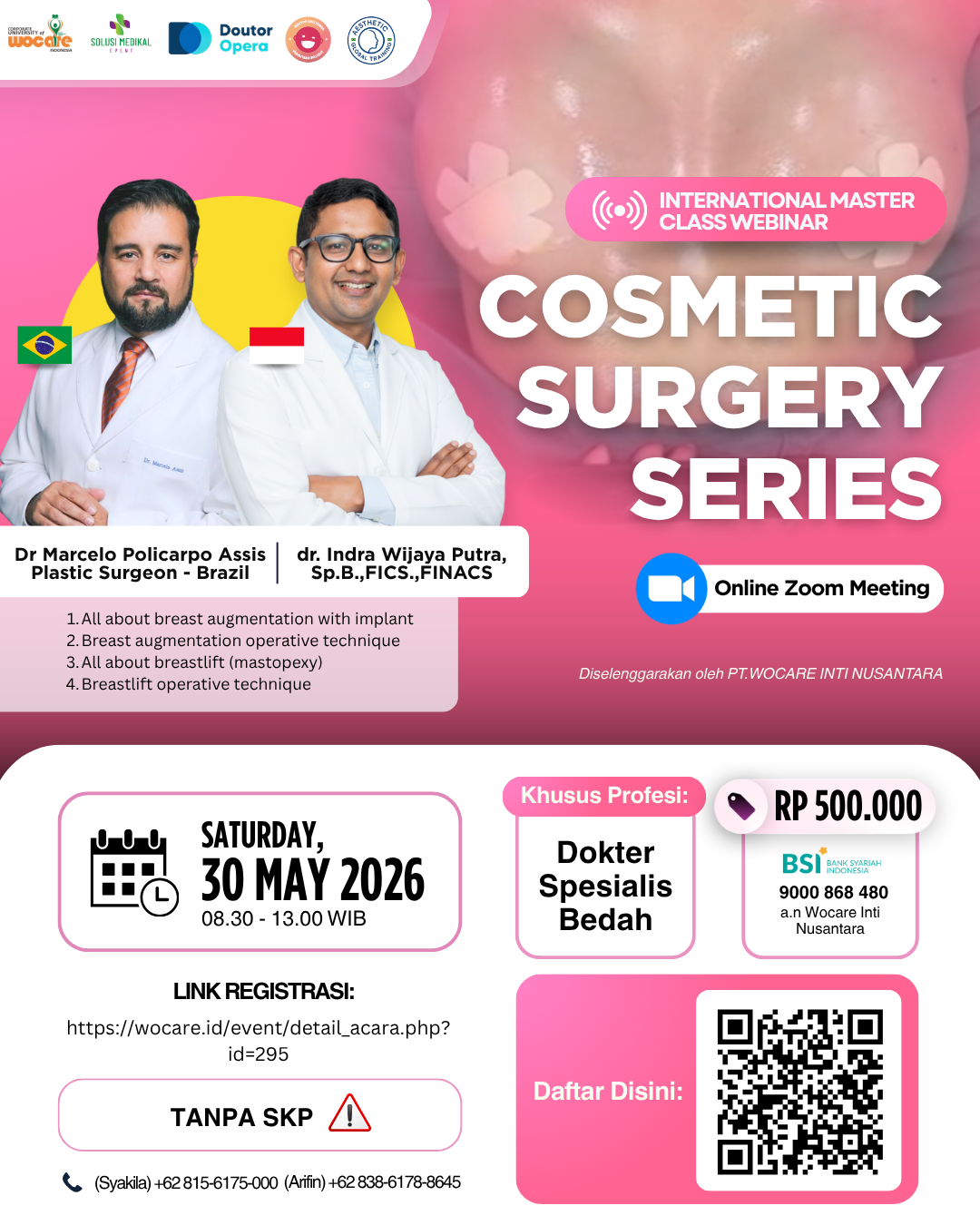 Poster webinar INTERNATIONAL WEBINAR - COSMETIC SURGERY SERIES