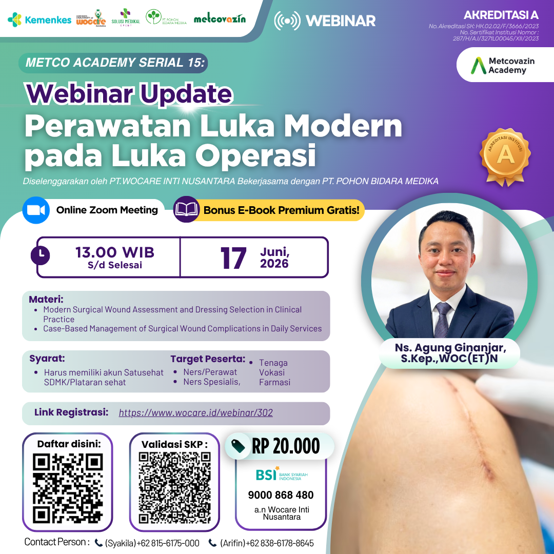 Poster webinar Webinar Update Perawatan Luka Modern pada Luka Operasi
