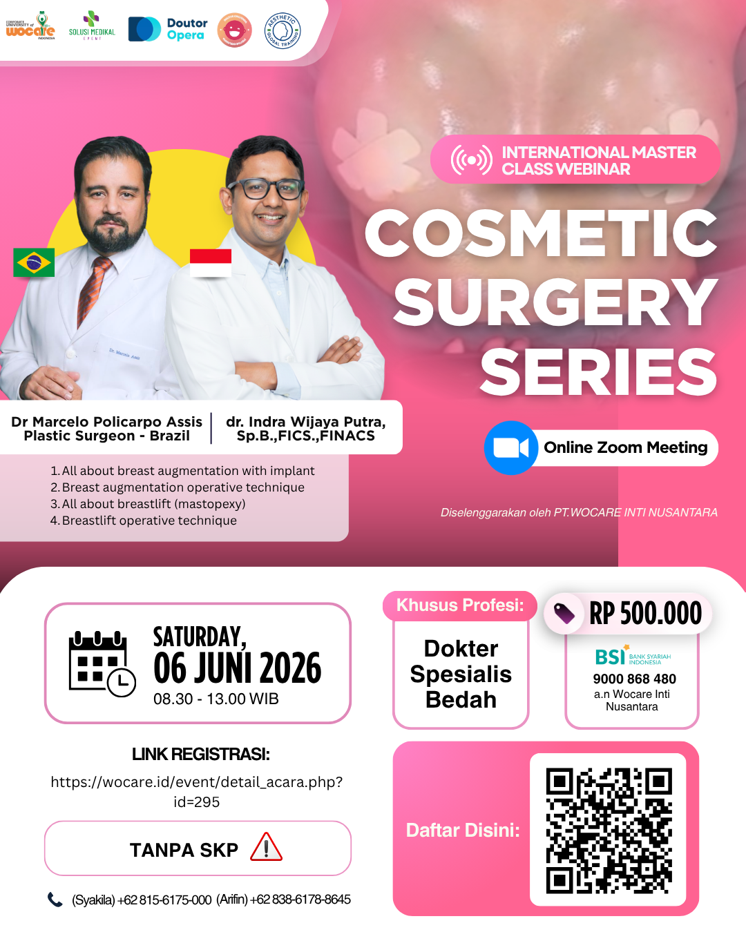 Poster webinar INTERNATIONAL WEBINAR - COSMETIC SURGERY SERIES
