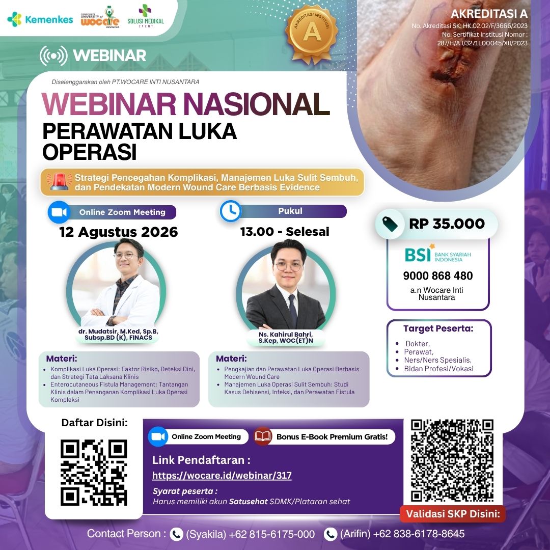 Poster webinar WEBINAR NASIONAL PERAWATAN LUKA OPERASI