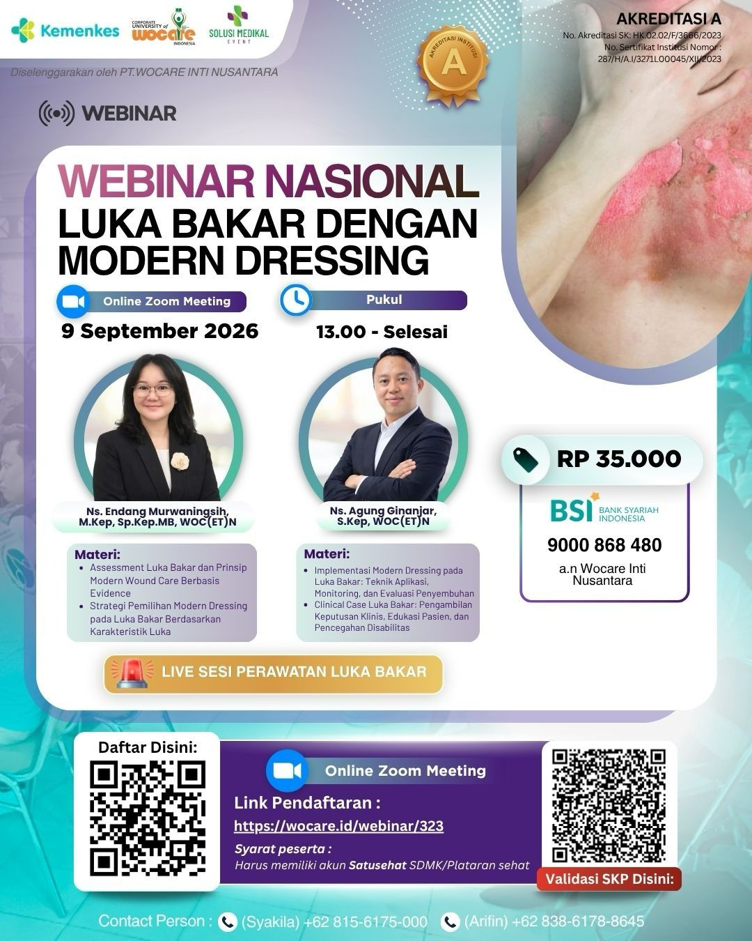 Poster webinar WEBINAR NASIONAL LUKA BAKAR DENGAN MODERN DRESSING